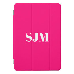 Minimalist hot pink fuchsia custom monogram iPad pro cover
