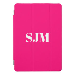 Minimalist hot pink fuchsia custom monogram iPad pro cover
