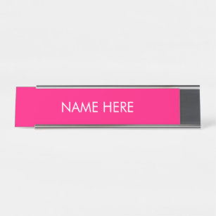Personalized with Your Name and Title Desk Sign Hot Pink and Black Zebra Pattern 