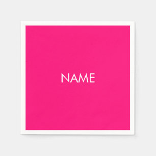 Minimalist hot pink fuchsia custom name text solid napkins