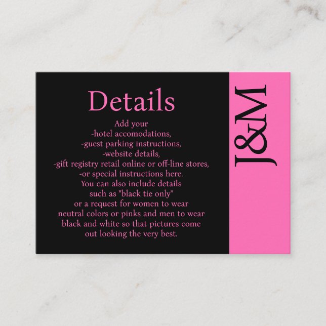 Minimalist Hot Pink Magenta Enclosure Details Card (Front)