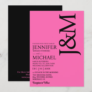 Minimalist Hot PInk Magenta Fuschia Wedding Invitation