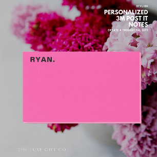 Minimalist Hot Pink Personalized Post-It Notes