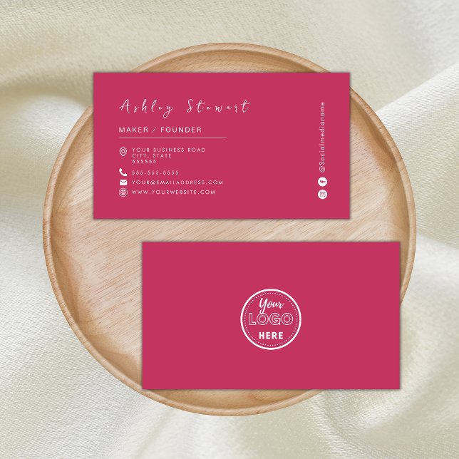 Minimalist Hot Pink Professional Branding Logo Business Card (Creator Uploaded)