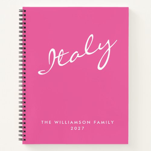 Minimalist Hot Pink Script Personalized Travel Notebook