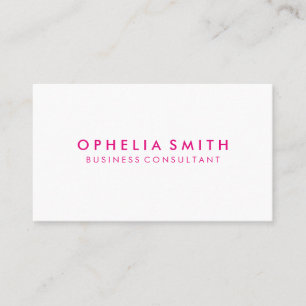 Minimalist Hot Pink Text Business Card