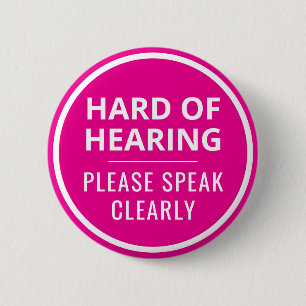 Minimalist Hot Pink Text Hard of Hearing Button