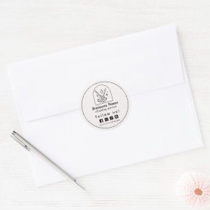 Minimalist House Cleaning Home Services Logo Pink Classic Round Sticker