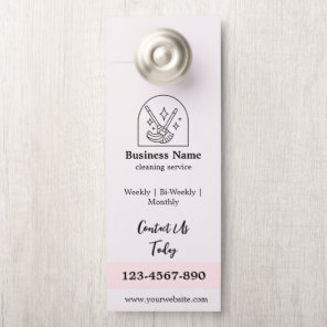 Minimalist House Cleaning Home Services Logo Pink Door Hanger