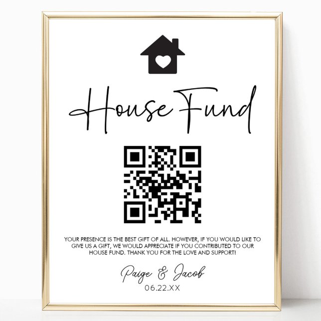 Minimalist House Fund QR Code Wedding Sign (Creator Uploaded)