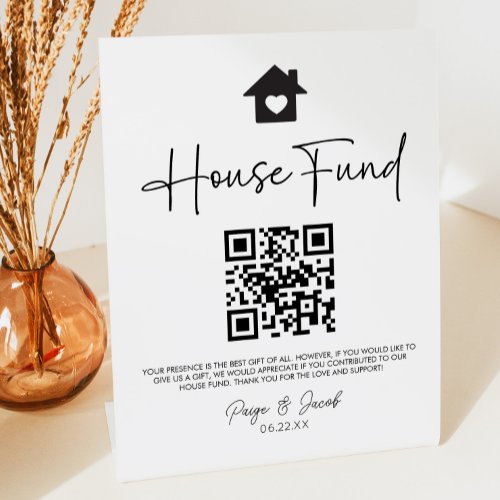 Minimalist House Fund QR Code Wedding Sign