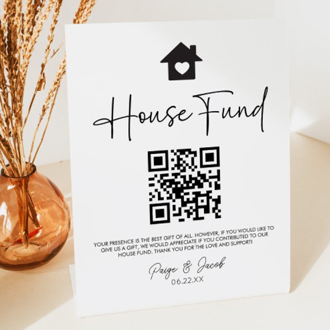 Minimalist House Fund QR Code Wedding Sign (Creator Uploaded)