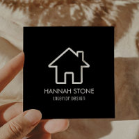 Minimalist House Home Outline Plain Simple Basic Square Business Card