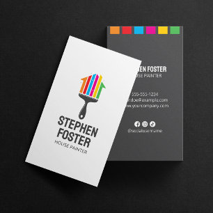 Minimalist House Painter Colorful Paint Brush Business Card