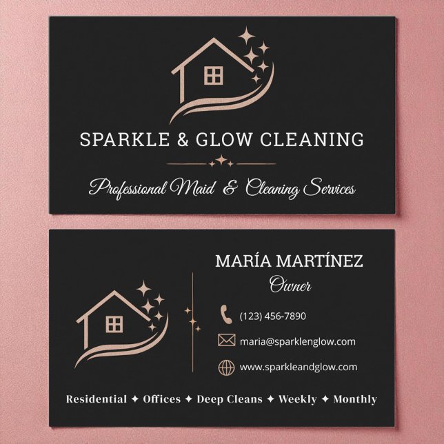 Minimalist Housekeeping & Cleaning Services Business Card (Creator Uploaded)