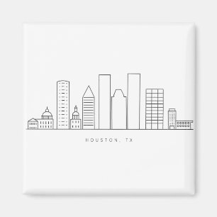 Minimalist Houston City Skyline Illustration Magnet