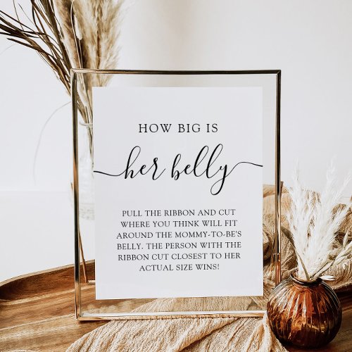 Minimalist How Big is Her Belly Baby Shower Game Poster