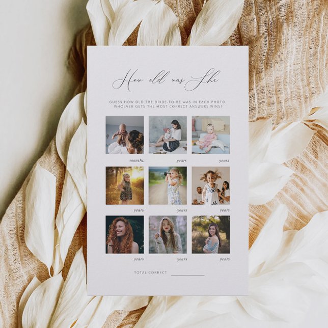 Minimalist How Old Was She Bridal Shower Game (Creator Uploaded)