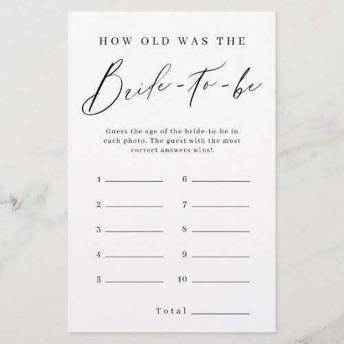 Minimalist how old was the bride game