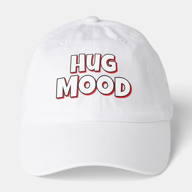 Minimalist “Hug Mood” Hat – Cute & Cozy Quote (Front)