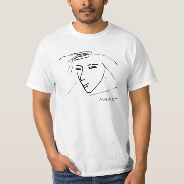 Minimalist Human Face Sketch T-Shirt Top (Front)