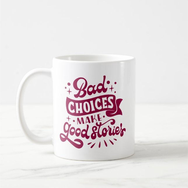 Minimalist Humor Bold White Quote Vibrant Magenta  Coffee Mug (Left)