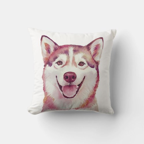 Minimalist Husky Dog Inspired Throw Pillow