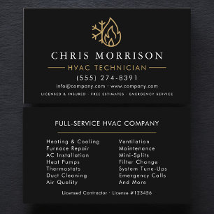 Minimalist HVAC Black Gold Modern Business Card