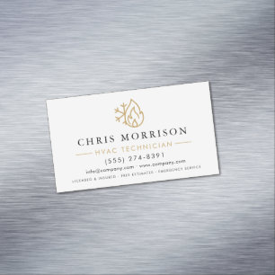 Minimalist HVAC White Gold Modern Business Card Magnet