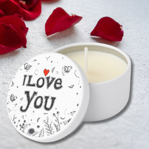 Minimalist I Love You Black Chalk Script Bohemian Mini Candle Favors
