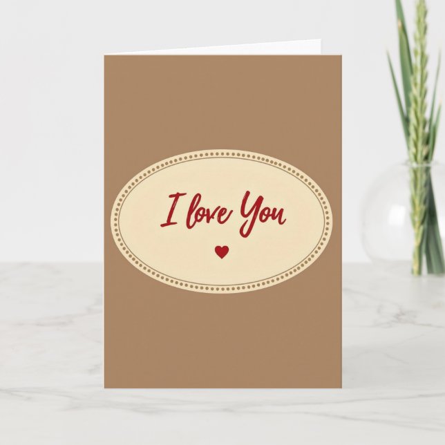Minimalist I Love You Dotted Oval Card (Front)