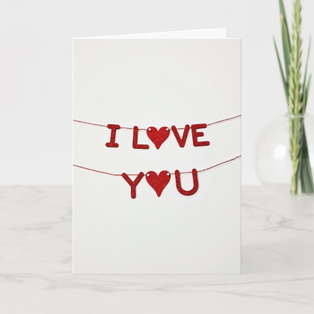 Minimalist I Love You Glitter Card (Front)