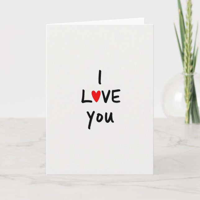 Minimalist I Love You Heart Matte Card (Front)