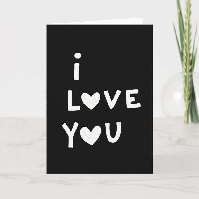 Minimalist I Love You Hearts Chalk Card (Front)