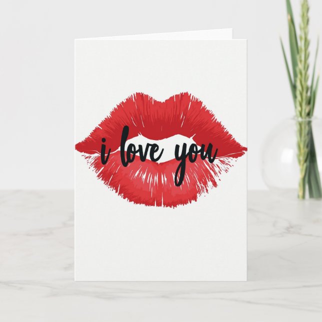 Minimalist I Love You Lips Card (Front)