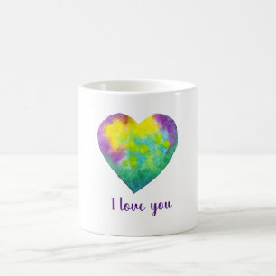 Minimalist I love you rainbow watercolor heart.   Coffee Mug
