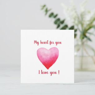 Minimalist I love you red watercolor heart