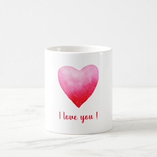 Minimalist I love you red watercolor heart Coffee  Coffee Mug