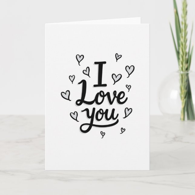 Minimalist I Love You Shaded Hearts Card (Front)