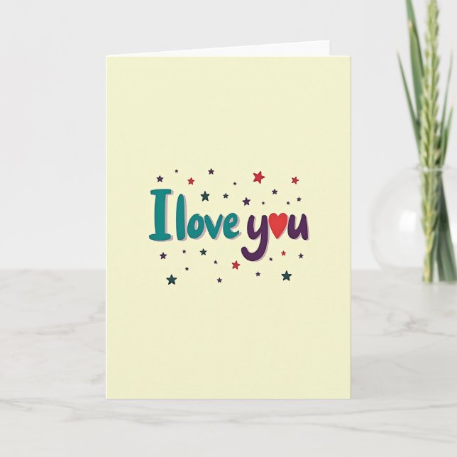 Minimalist I Love You Smooth Stars Card (Front)