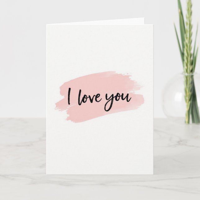 Minimalist I Love You Watercolor Card (Front)