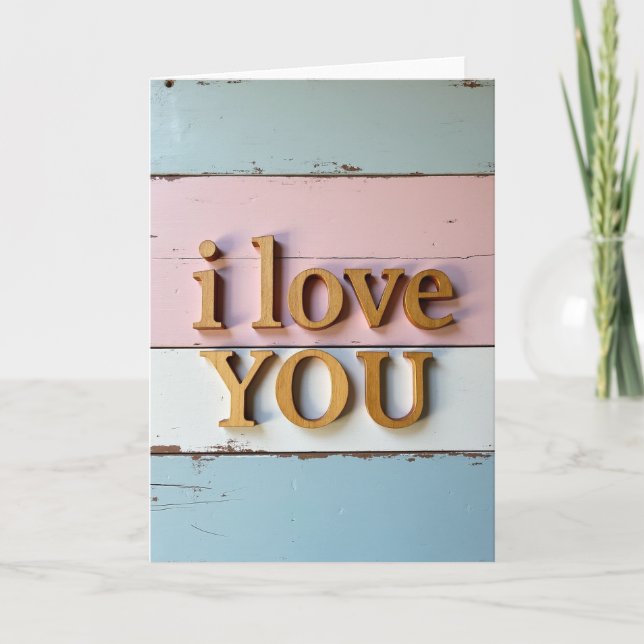 Minimalist I Love You Wood Card (Front)