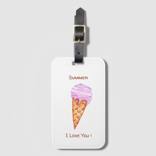 Minimalist Ice Cream I Love You Tote Bag Luggage Tag