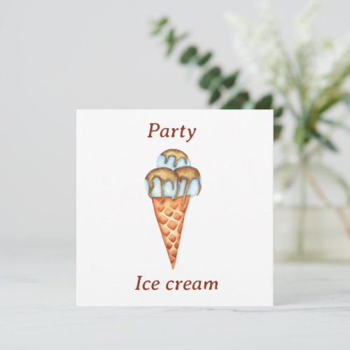 Minimalist Ice cream Party   Thank You Card