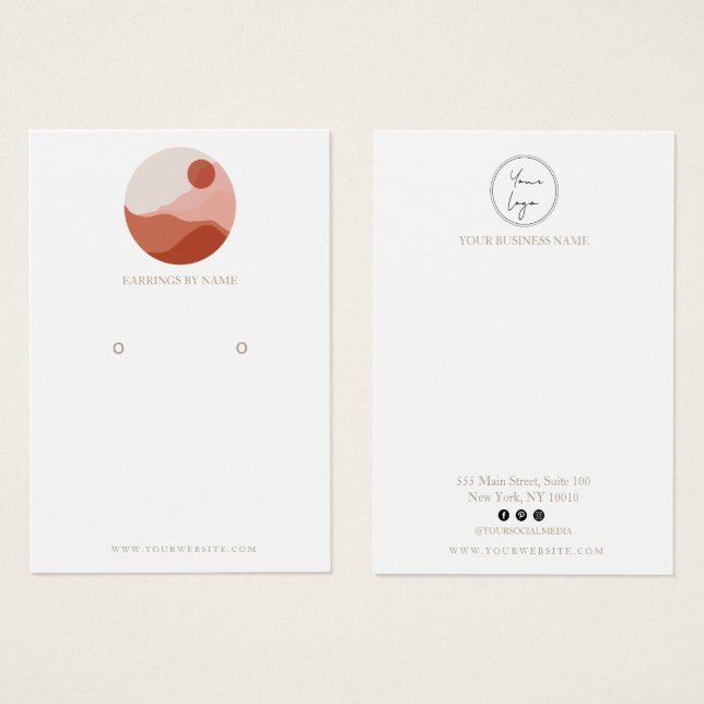 Minimalist Illustration Earring Display Card (Front & Back)