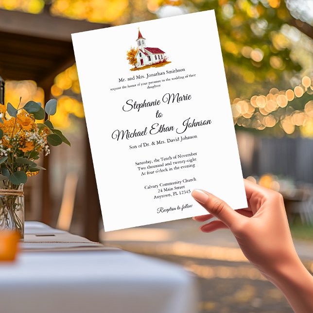 Minimalist Illustration Formal Church Wedding Invitation (Minimalist Illustration Formal Church Wedding Invitation)