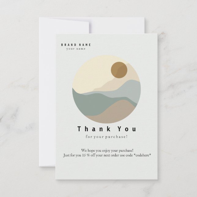 Minimalist Illustration Thank You Business Card (Front)