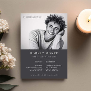 Minimalist In celebration of Funeral Photo Invitation