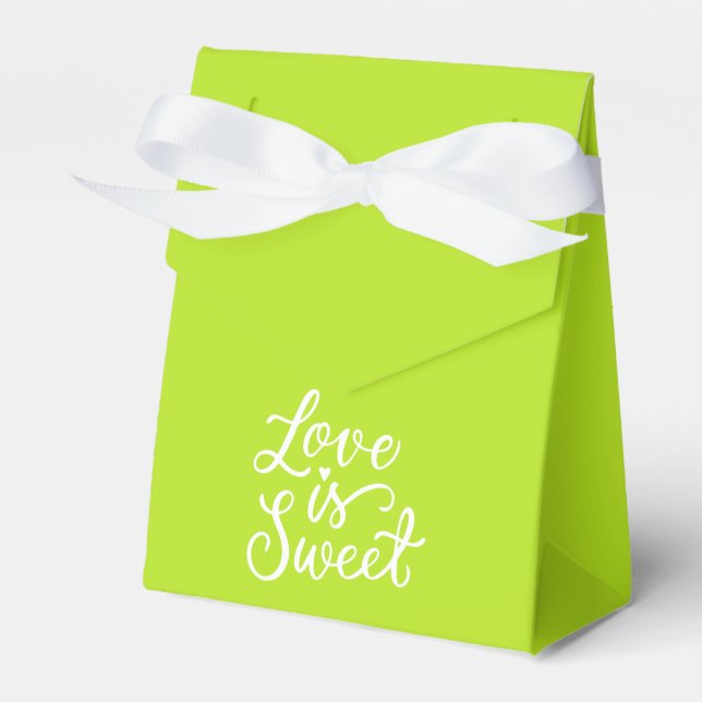 Minimalist in Lime Green Wedding Favor Boxes (Front Side)