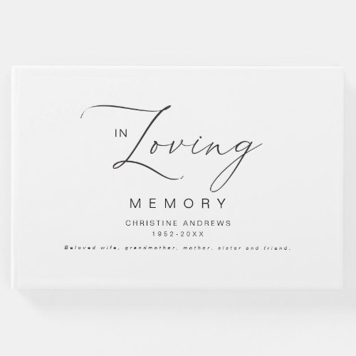 Minimalist In Loving Memory Funeral Guest Book